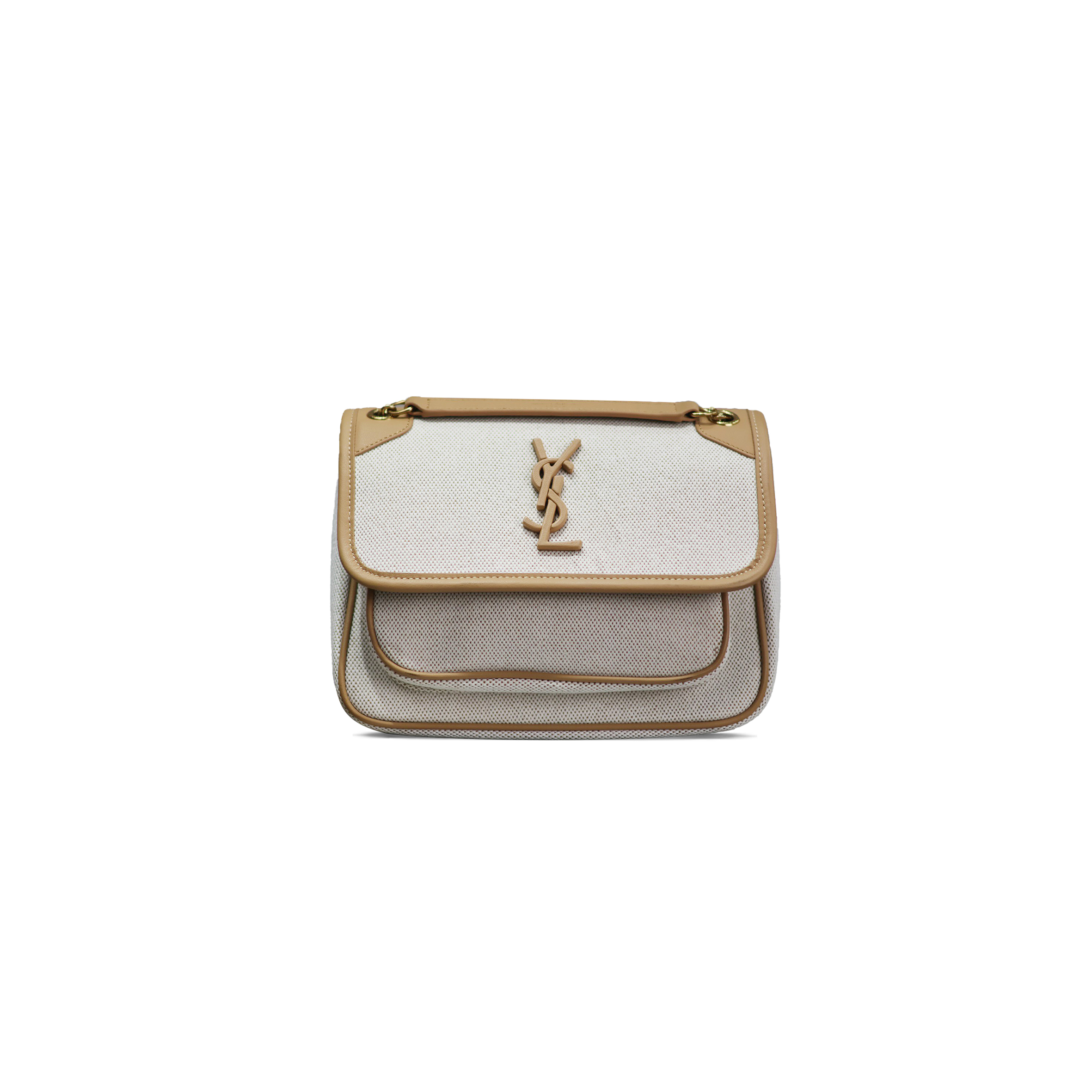 YSL NIKI SMALL CHAIN BAG IN CANVAS WITH SMOOTH LEATHER 533037633151 (22*16.5*7.5cm)